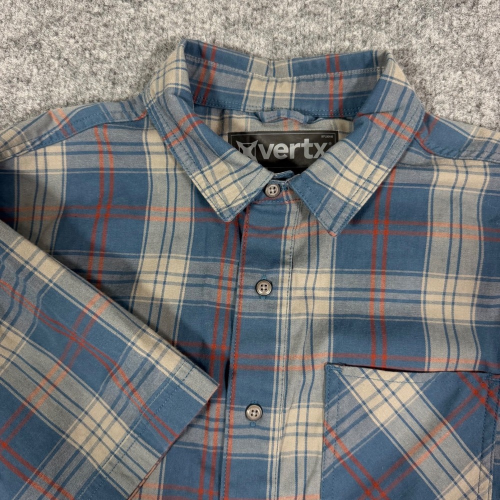 Vertx Plaid Tactical Button Down Shirt Mens XL Blue Cotton Blend Snap EUC